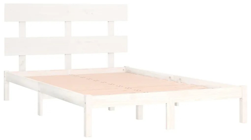 Estrutura de cama 200x200 cm madeira maciça branco