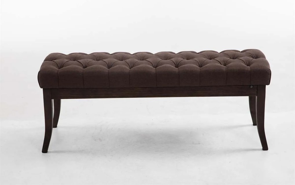 Banco Ramses em tecido com estrutura em antigo escuro 46 x 120 x 38 cm Castanho