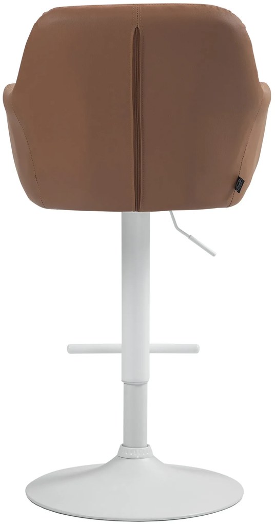 Banco de bar Natoma em couro sintético com estrutura branca 97-118 x 57 x 59 cm Castanho claro