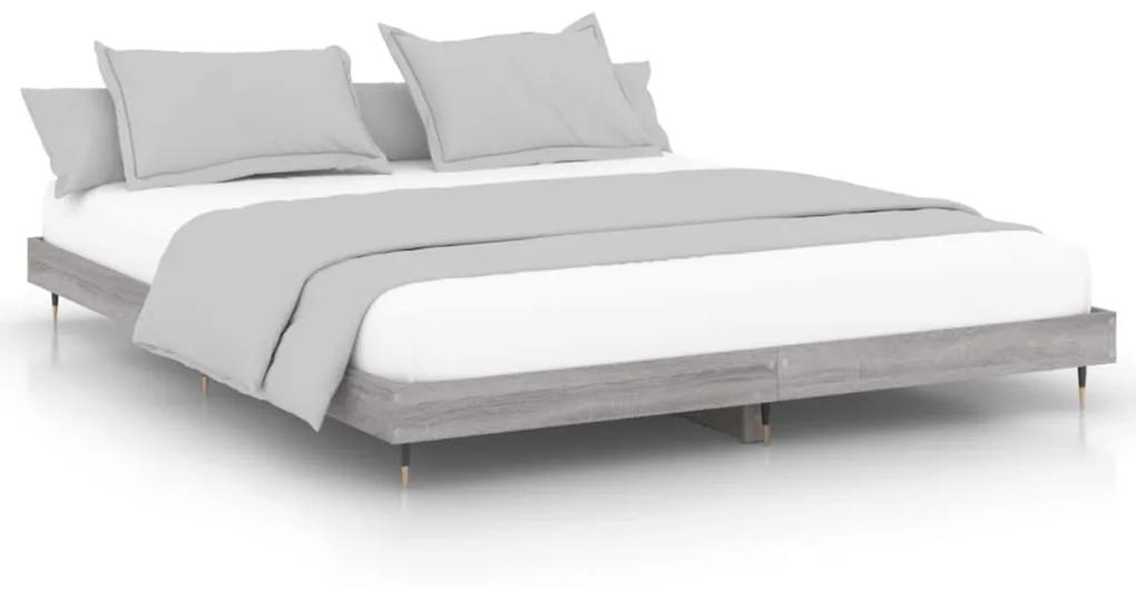 Estrutura de cama 160x200 cm derivados de madeira cinza sonoma