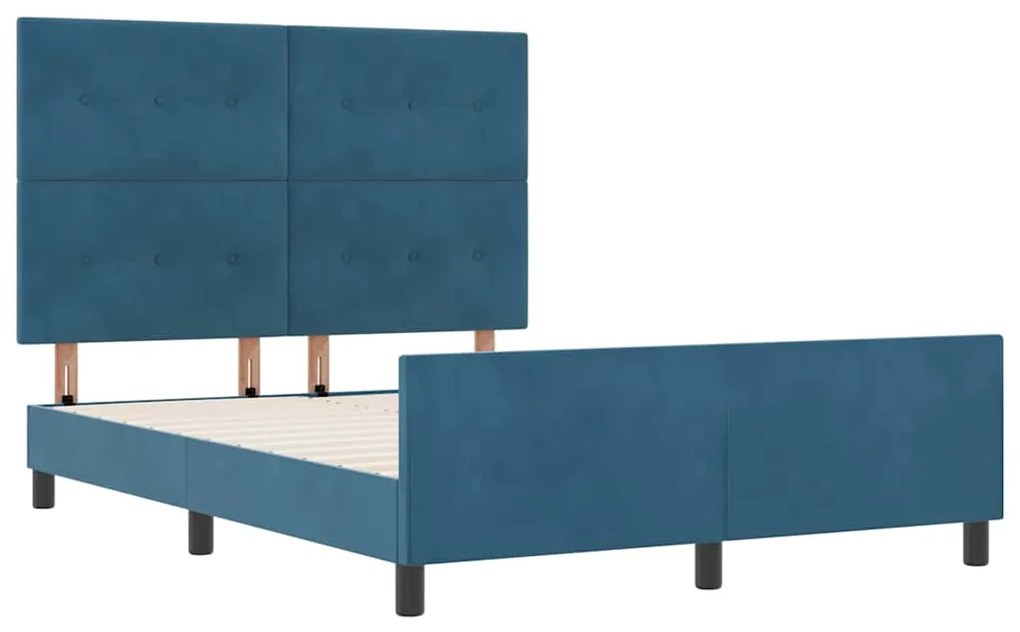 Cama vidaXL Azul Escuro 140x190 cm Veludo