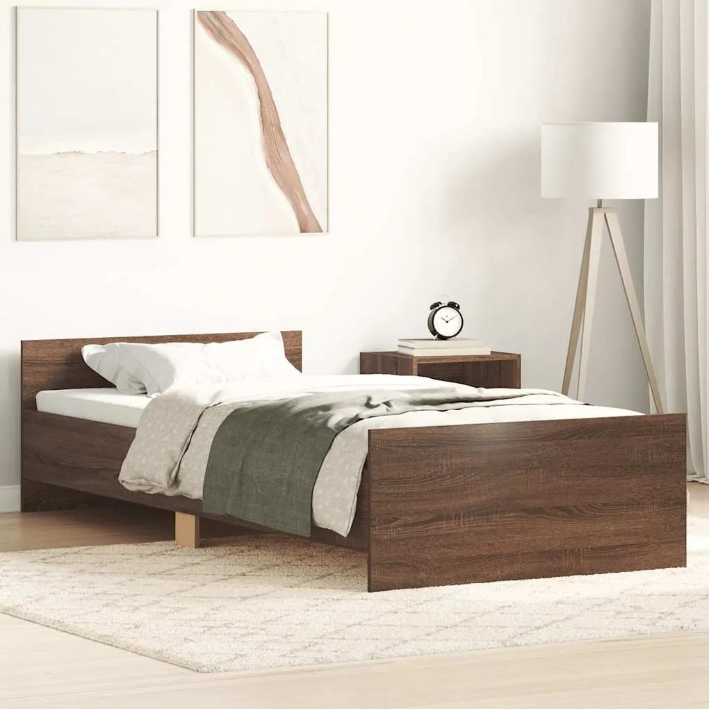Estrutura cama s/ colchão derivados madeira carvalho castanho