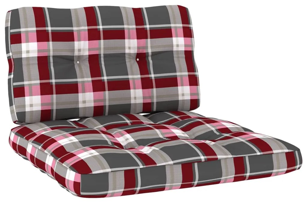 vidaXL Almofadões para móveis de paletes 2 pcs tecido xadrez vermelho