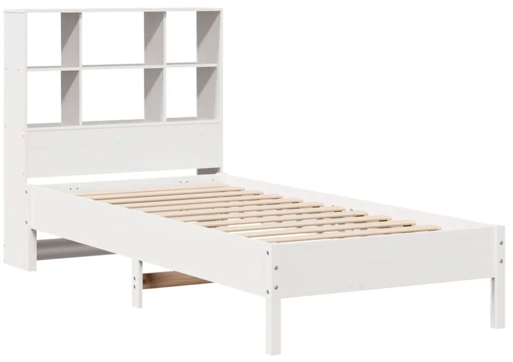 Cama com estante sem colchão 90x200 cm pinho maciço branco