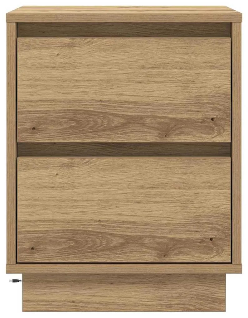 Criados-mudos com Luzes LED 2 pcs Carvalho Artesanal 39x34.5x50 cm