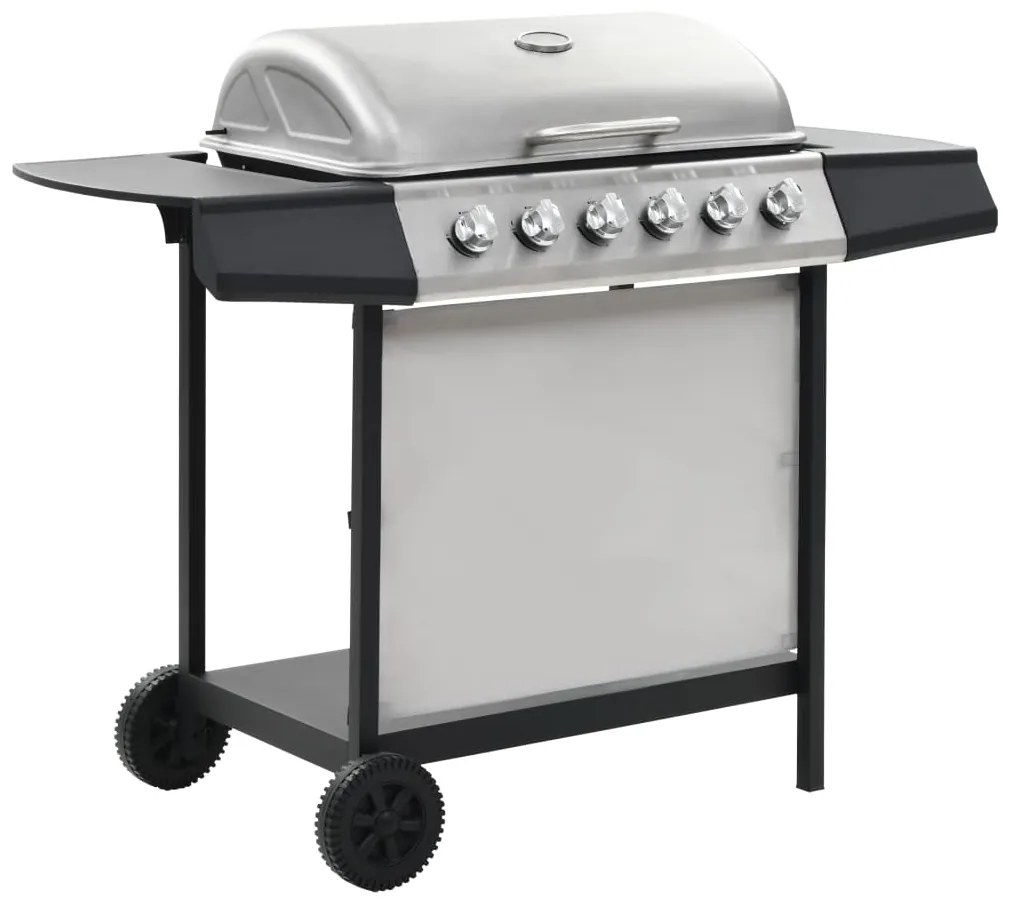 vidaXL Grelhador/BBQ a gás 6 zonas de cozinhar aço inoxidável prateado