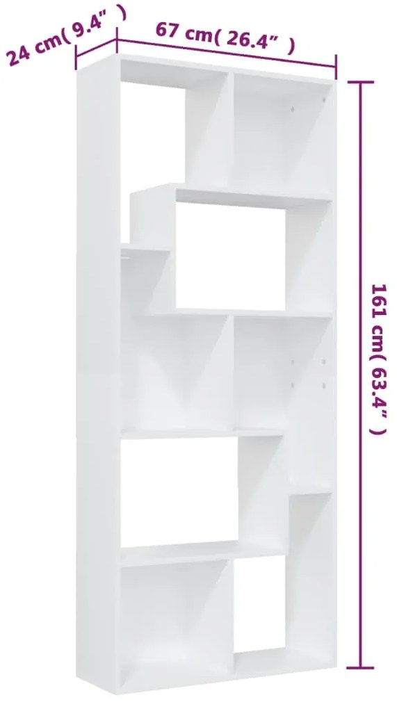 Estante 67x24x161 cm derivados de madeira branco