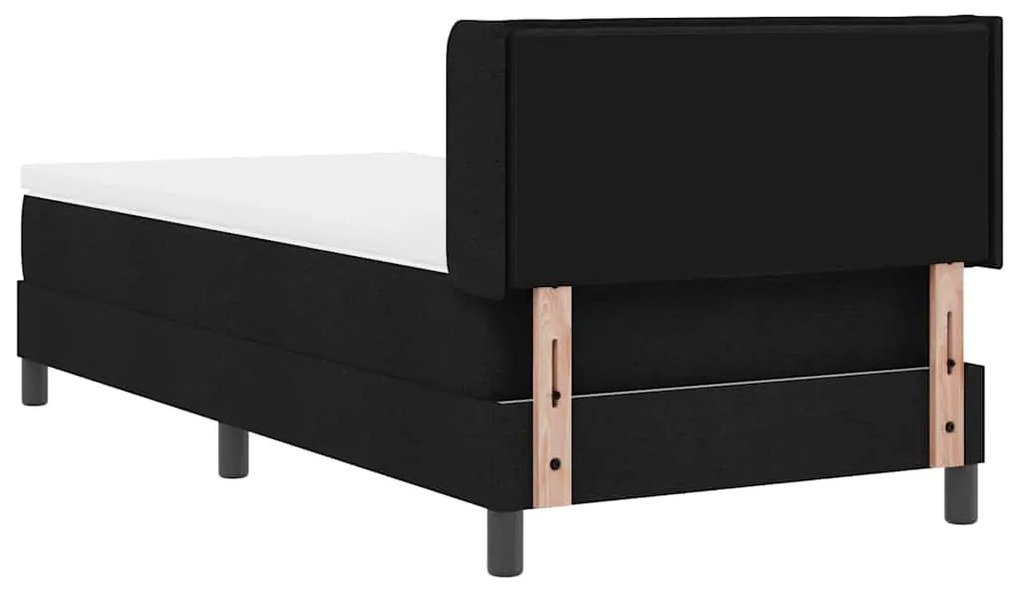 Cama Box com cabeceira Preto 90 x 190 cm Tecido e Espuma