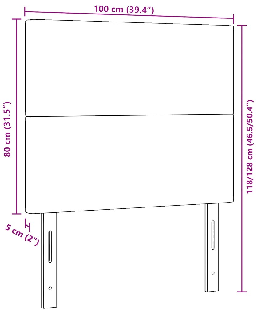 Cabeceira vidaXL Design Simples Verde Claro Cinza 100 cm Tecido de Vel