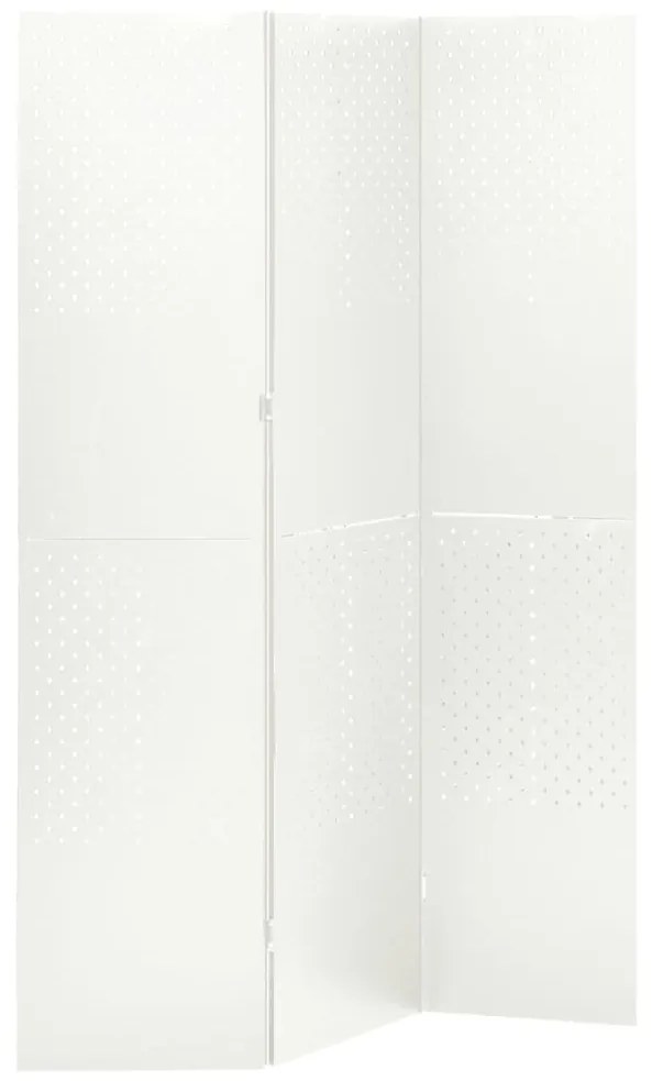 vidaXL Divisória de quarto com 3 painéis aço 120x180 cm branco