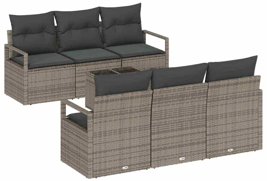 Conjunto de Sofá de Jardim vidaXL de 7 Peças com Almofadas Cinza Polir