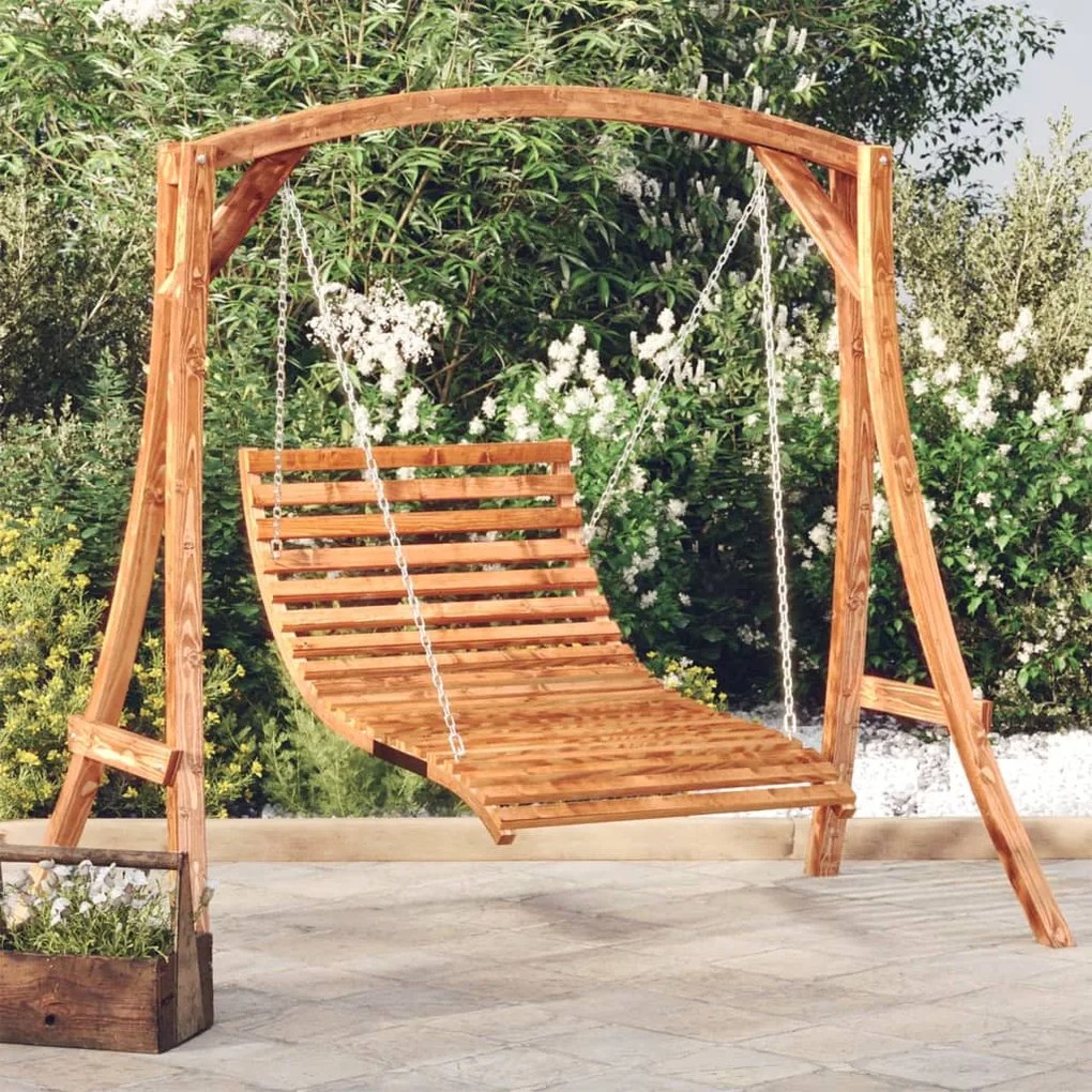 Cama baloiço 143x120x65 cm madeira maciça c/ acabamento teca