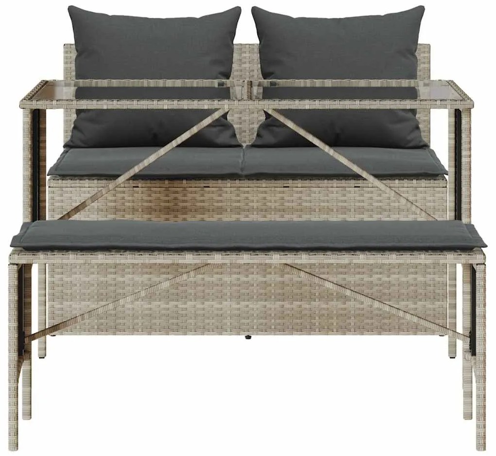 3 pcs conjunto de jantar p/ jardim c/ almofadões cinzento claro