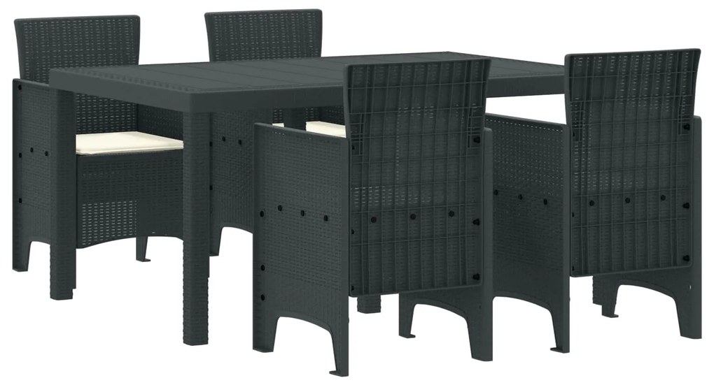 vidaXL Conjunto de Jantar para Jardim 5 pcs Antracite Rattan Polt