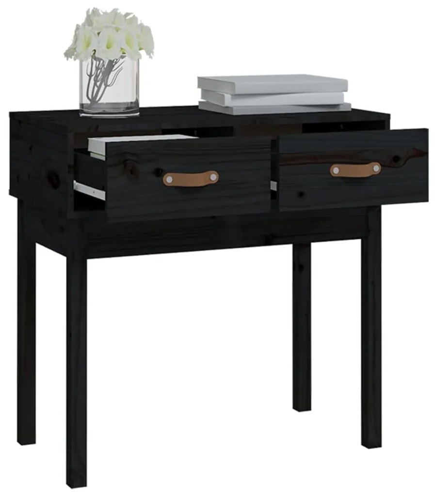 Mesa consola 76,5x40x75 cm madeira de pinho maciça preto