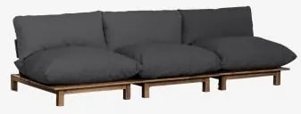 Sofá Modular Reclinável De 3 Peças Em Madeira De Acácia Brina Cinza Grafito - Sklum