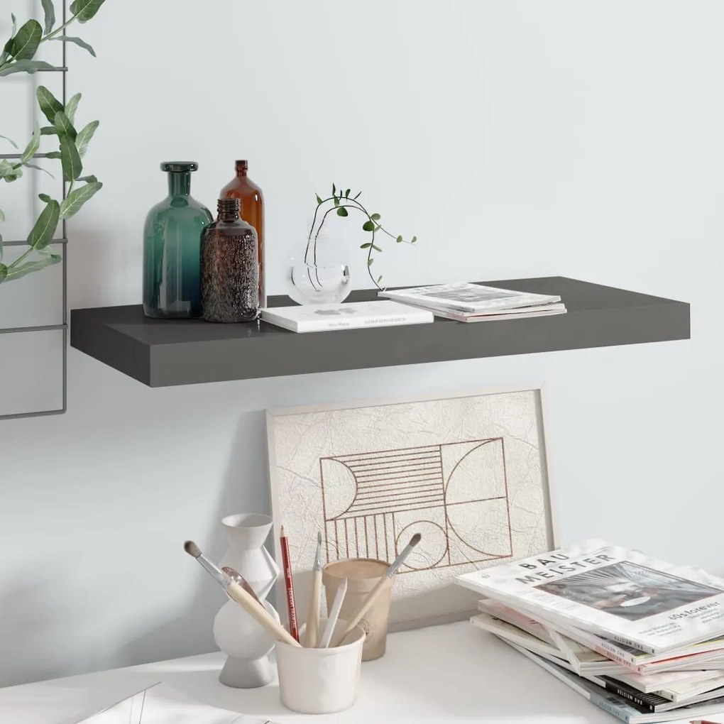 vidaXL Prateleira de parede suspensa 60x23,5x3,8 cm MDF cinzento