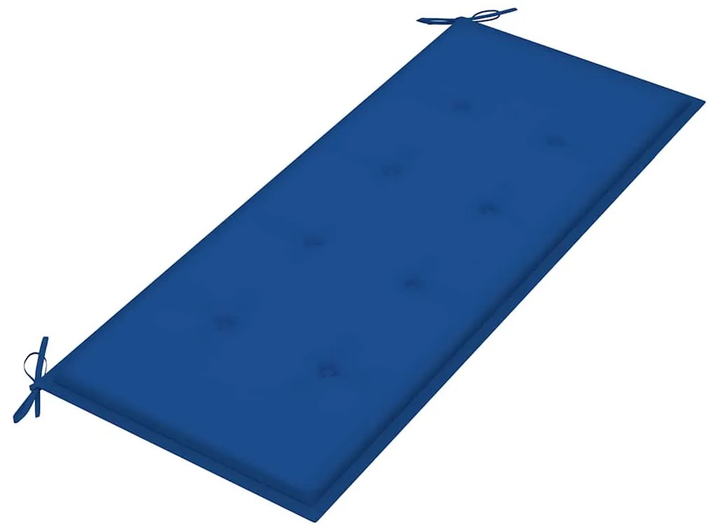 Banco Batávia c/ almofadão azul real 120 cm teca maciça