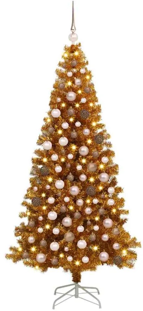 vidaXL Árvore de Natal com 300 LEDs com suporte Ouro 180 cm PET