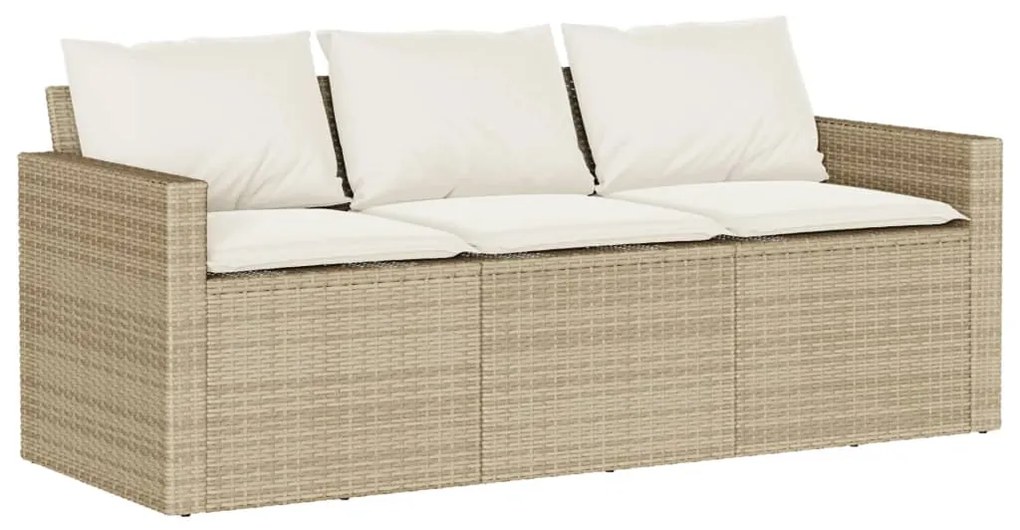 6 pcs conjunto de sofás p/ jardim com almofadões vime PE bege