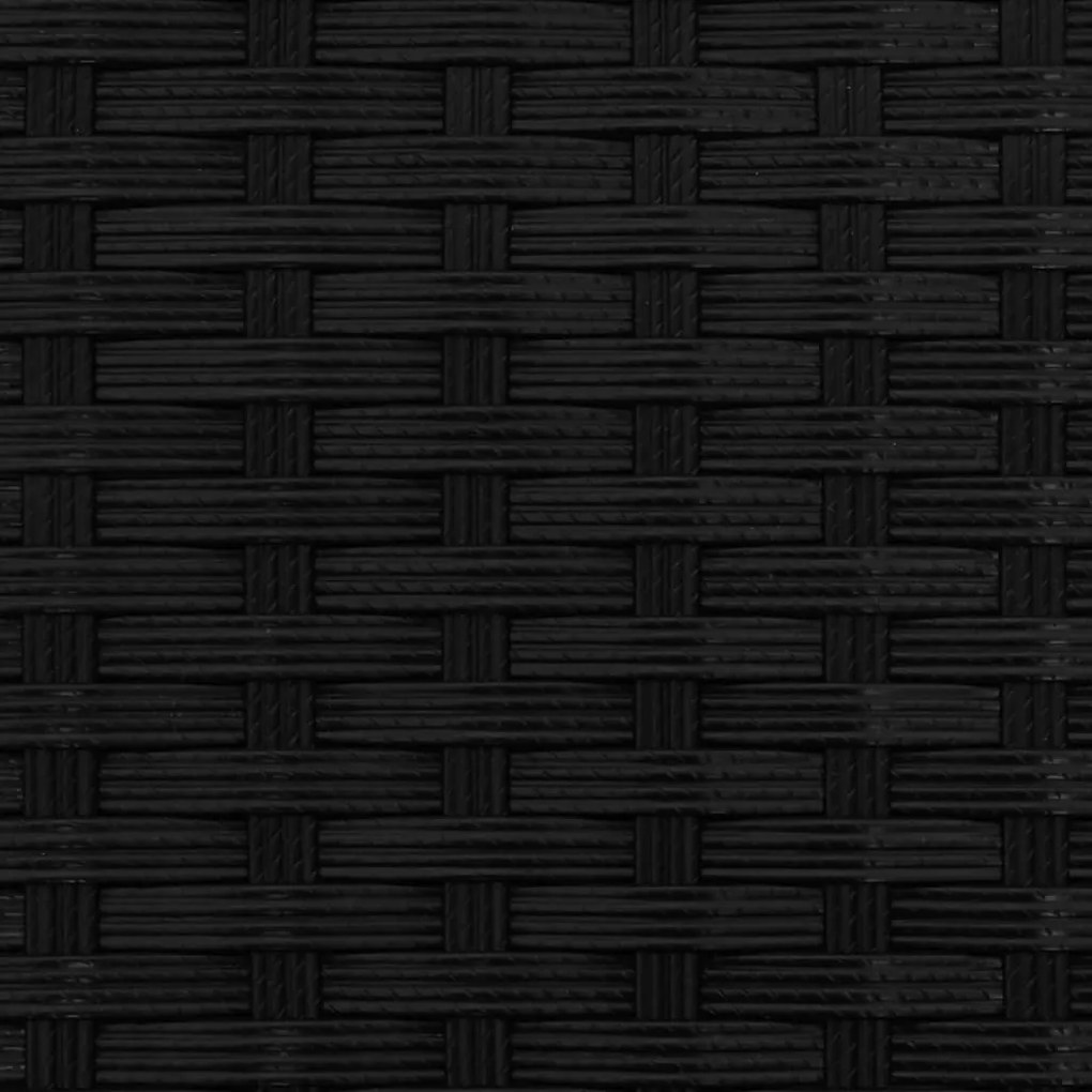 Sofá de jardim de 3 lugares com toldo e bancos vime PE preto
