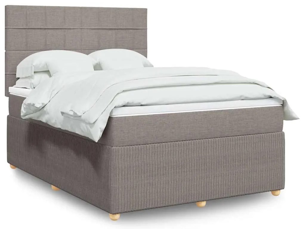 Cama com molas/colchão 140x200 cm tecido castanho-acinzentado