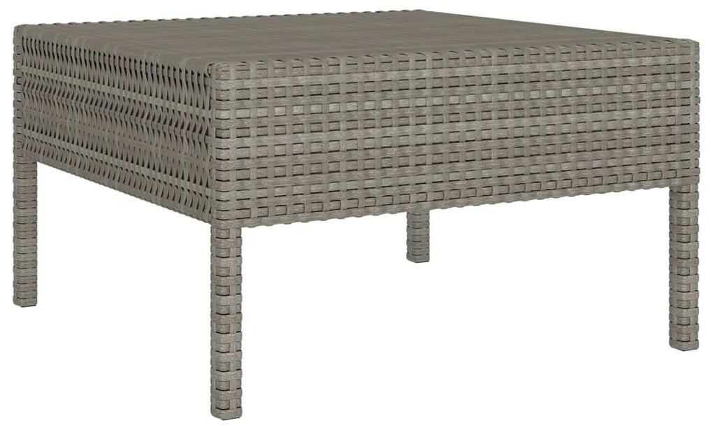 9 pcs conjunto lounge de jardim c/ almofadões vime PE cinzento