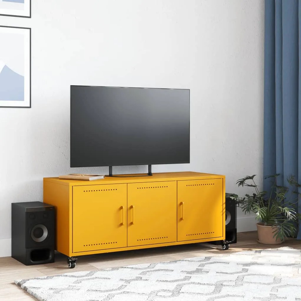 Móvel TV 100,5x39x43,5 cm aço laminado a frio amarelo mostarda