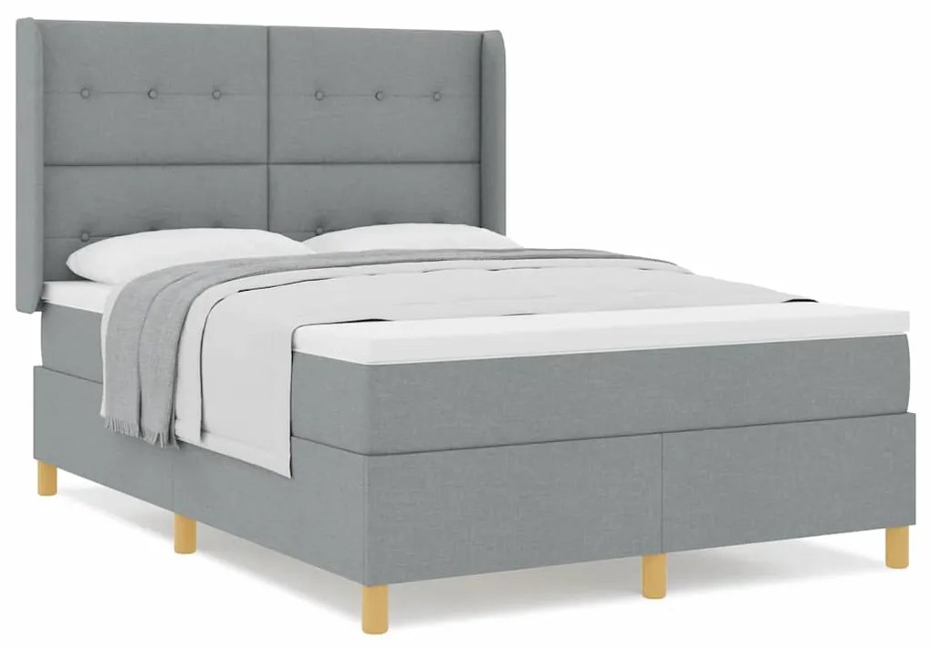 Cama Box com Colchão Cinza Claro 140x190 cm