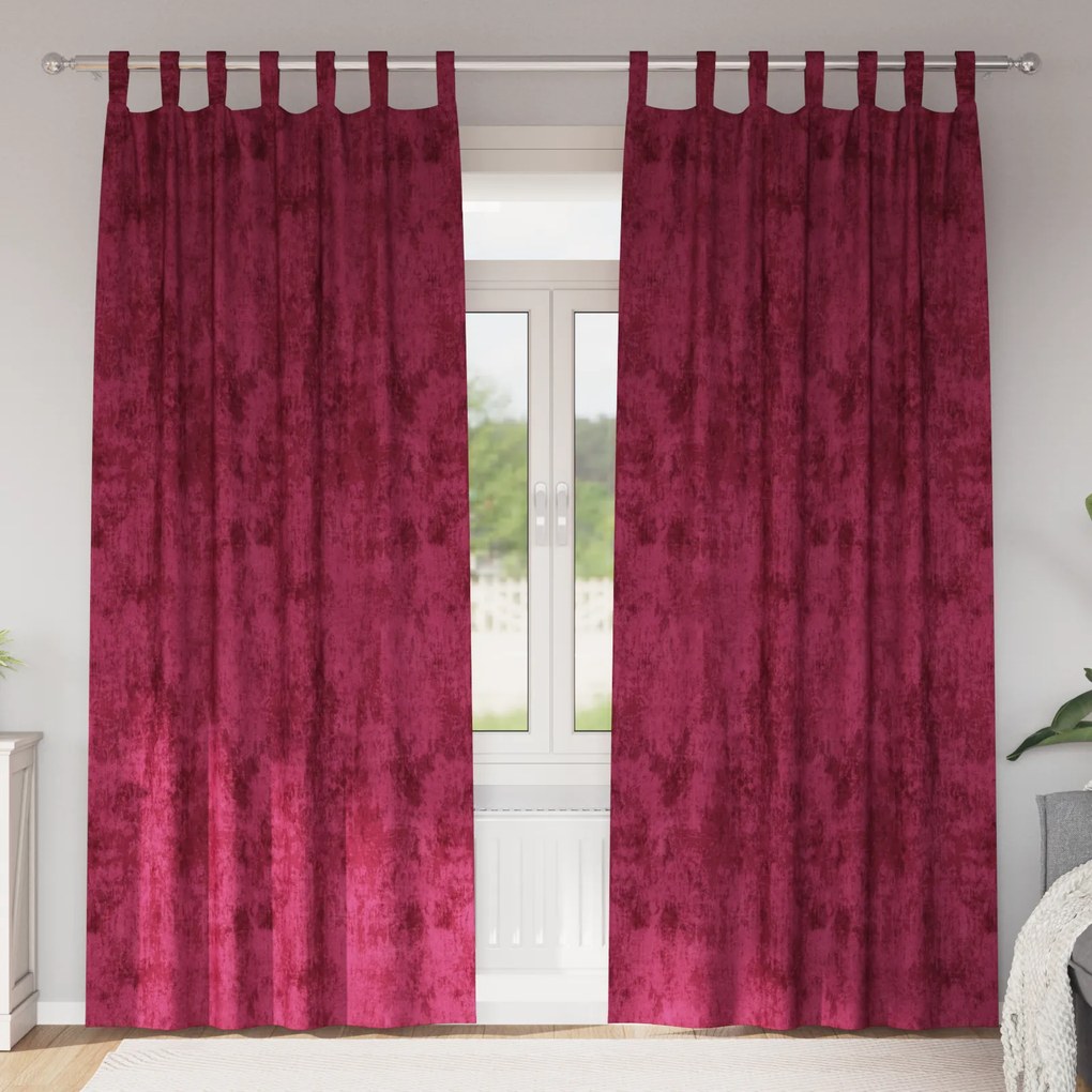 vidaXL Cortinas de Veludo 2 pcs com Abas Bordô 225x140 cm