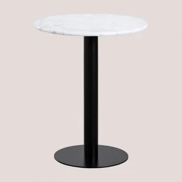 Mesa De Bar Redonda Ø60 Cm Em Mármore Rocher Mármore Branco & Preto - Sklum