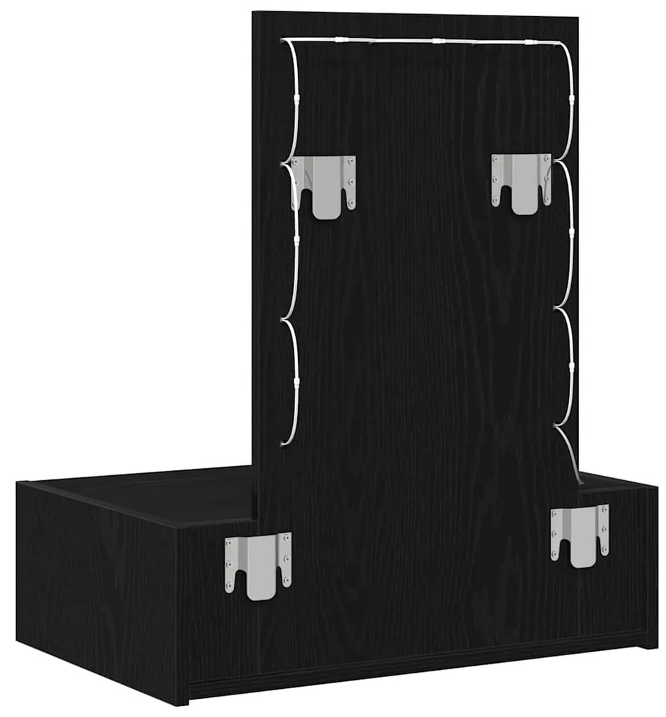 Mesa de Maquiagem Montada na Parede com Luzes LED - Carvalho Preto