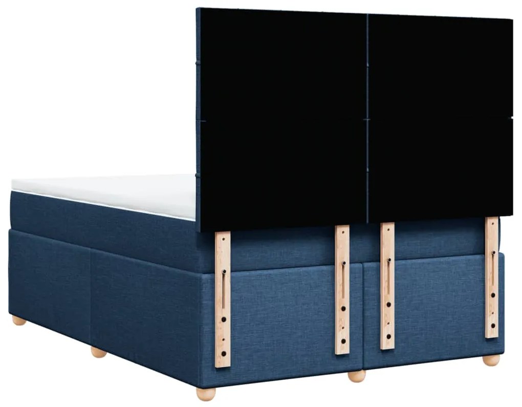 Cama com molas/colchão 160x200 cm tecido azul