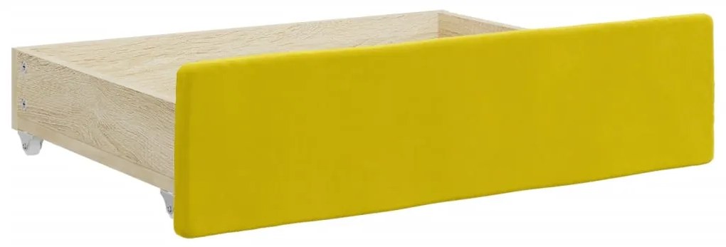 Sofá-cama com gavetão e gavetas 100x200 cm veludo amarelo