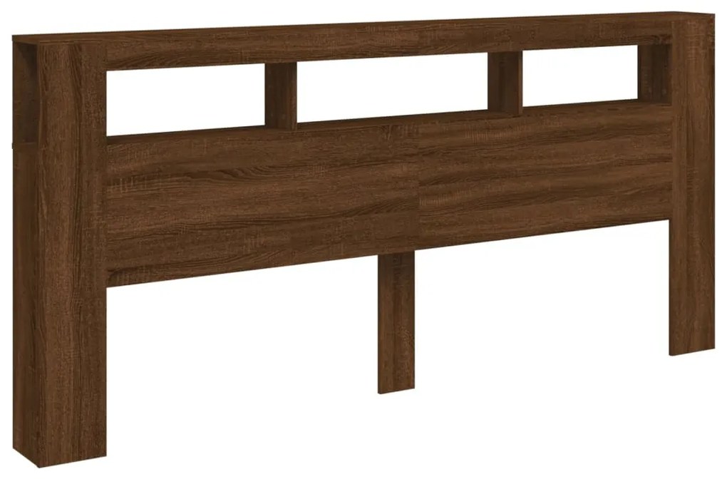 Cabeceira c/ LEDs 220x18,5x103,5 cm carvalho castanho
