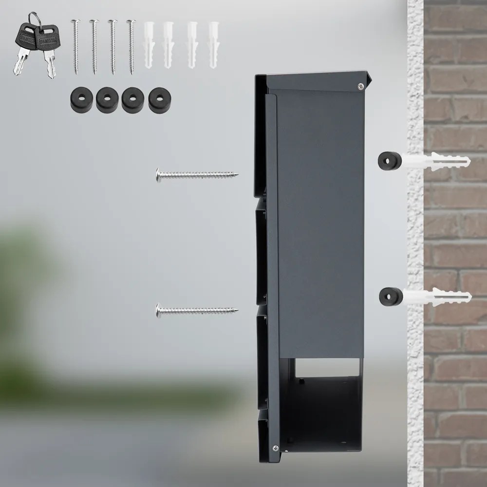 Caixa de correio com design e tubo para jornais 37 x 11 x 36,5 cm Antracite