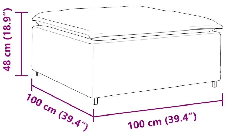 Módulo de pufe para sofá modular cinzento-escuro 100x100x48 cm