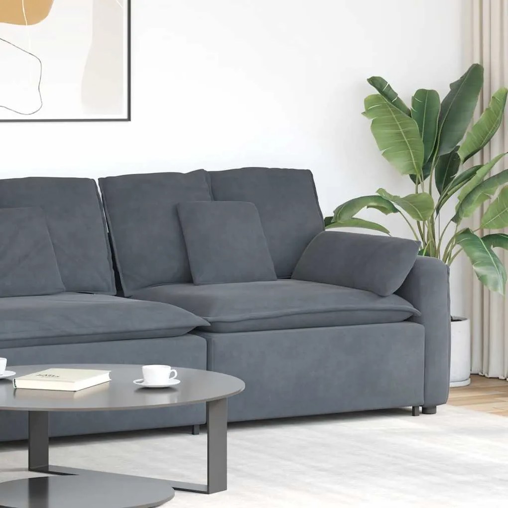 vidaXL Módulo de sofá modular com braço e almofadões 100 cm