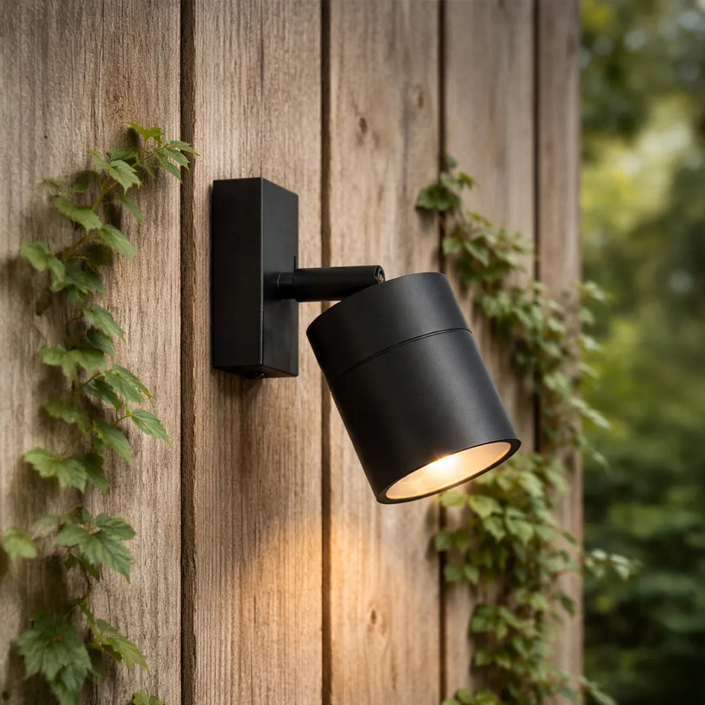 Candeeiro de parede exterior preto AR70 ajustável IP44 - Solo