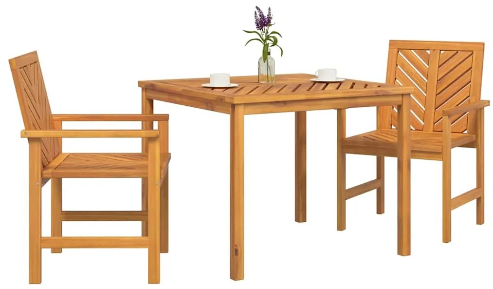 Conjunto de Jantar de Jardim 3 Peças Madeira Sólida Acácia