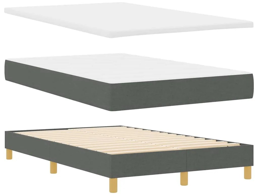 Cama Box com Colchão &amp; LED Cinza Escuro 120x190 cm Tecido