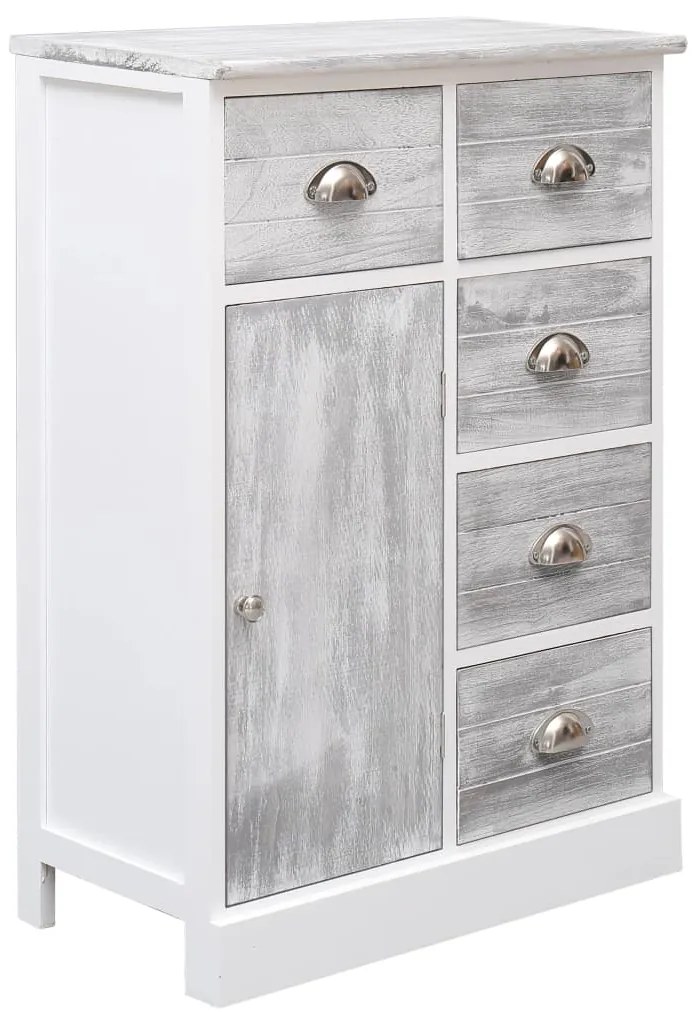 Aparador com 10 gavetas 113x30x79 cm madeira cinzento