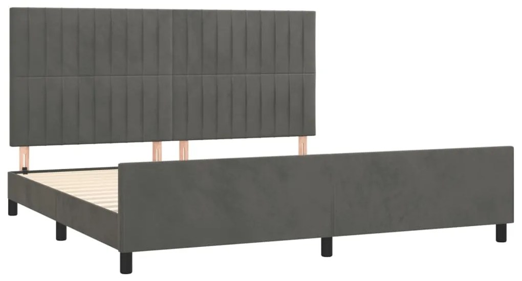 Estrutura de cama sem colchão 200x200 cm veludo cinzento-escuro