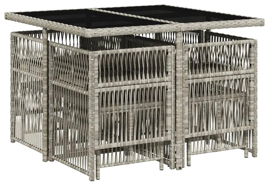 9 pcs conjunto de jantar p/ jardim c/ almofadões cinzento claro