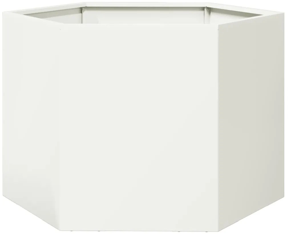 Vaso/floreira de jardim hexagonal 69x60x45 cm aço branco
