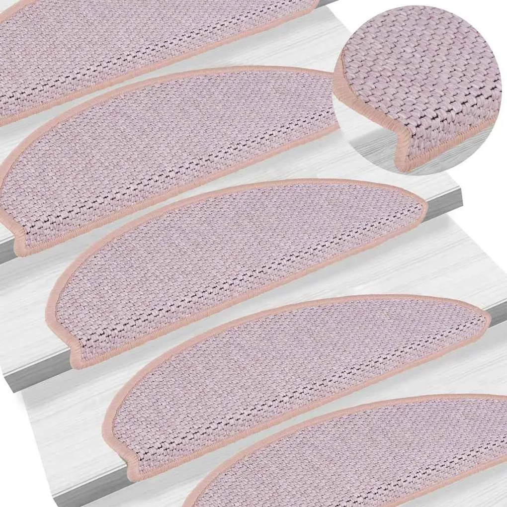 Tapetes escada adesivos aspeto sisal 30pcs 65x21x4cm cor rosa
