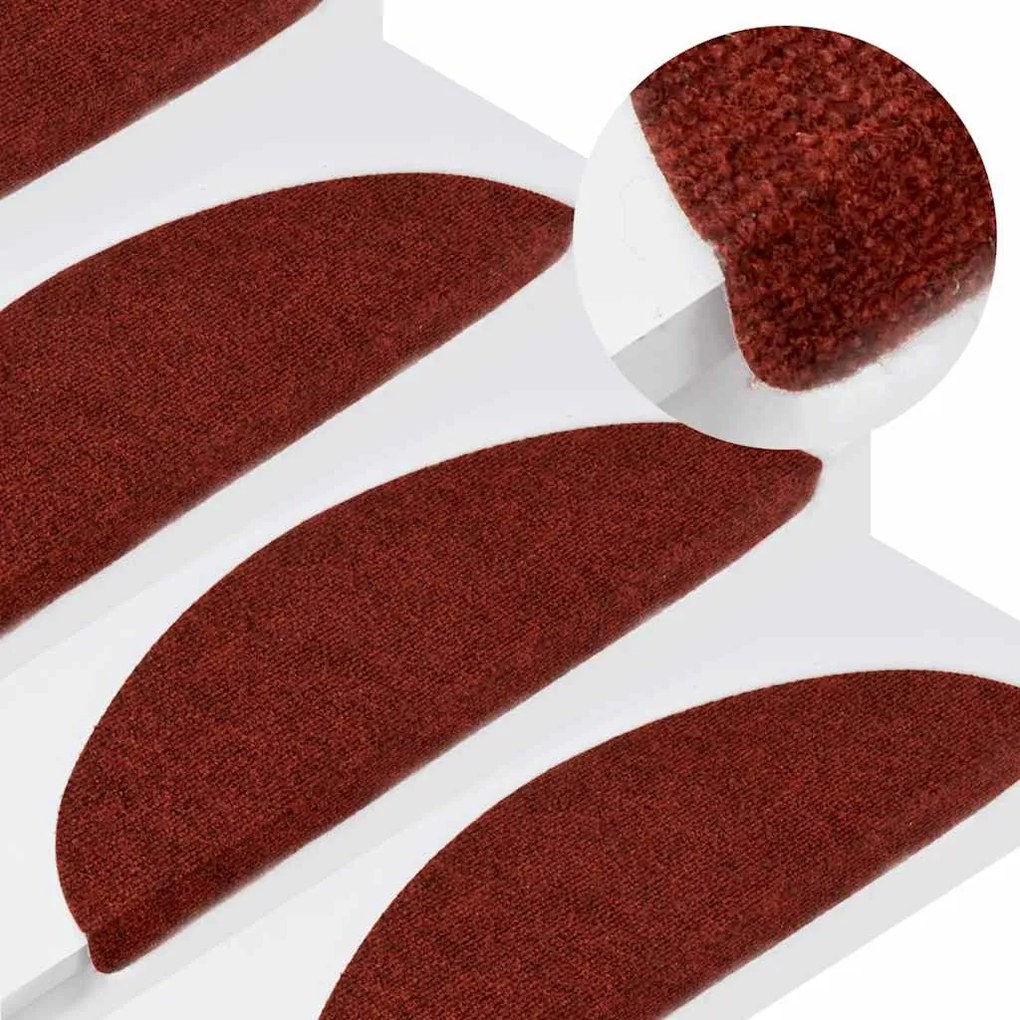 Tapetes de escada adesivos 30 pcs 56x17x3 cm vermelho
