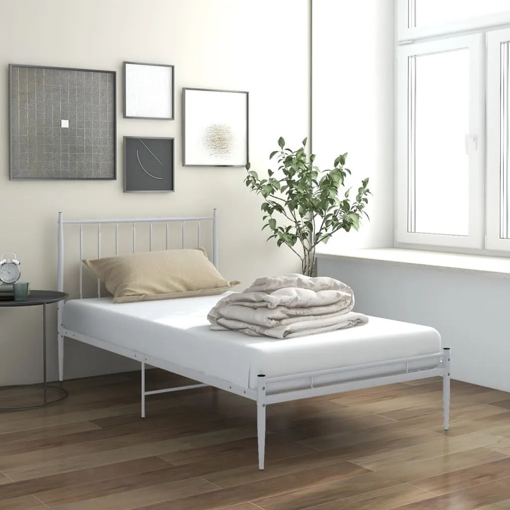 Estrutura de Cama Form em Metal Branco - 100x200 cm - Design Industria