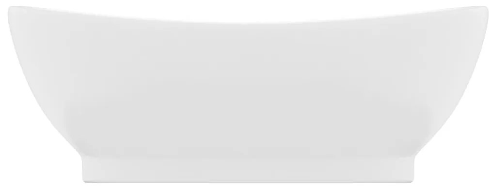 Lavatório luxuoso oval 58,5x39 cm cerâmica branco mate