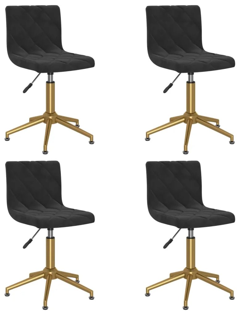 vidaXL Cadeiras de jantar giratórias 4 pcs veludo preto